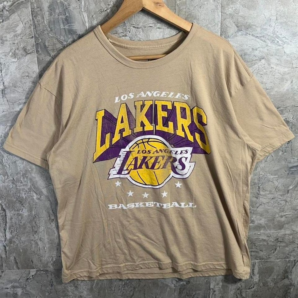 NBA Los Angeles Lakers Basketball Tan‎ T-shirt NBA Size XL #lakers #basketball